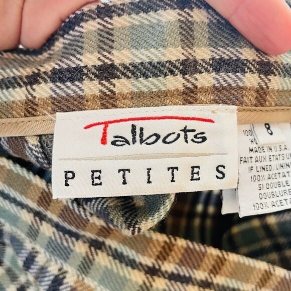 Vintage Skirt 100% Wool Pleated Tan Green Academic Cottagecore Library Made USA - Picture 4 of 7